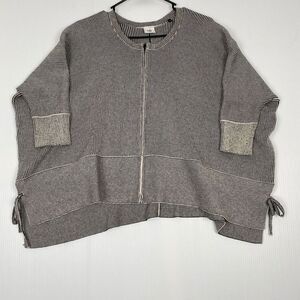 Cabi Striped Full Zip‎ CUPIDS Cardigan Sweater 3/4 Sleeve Black/White Size S